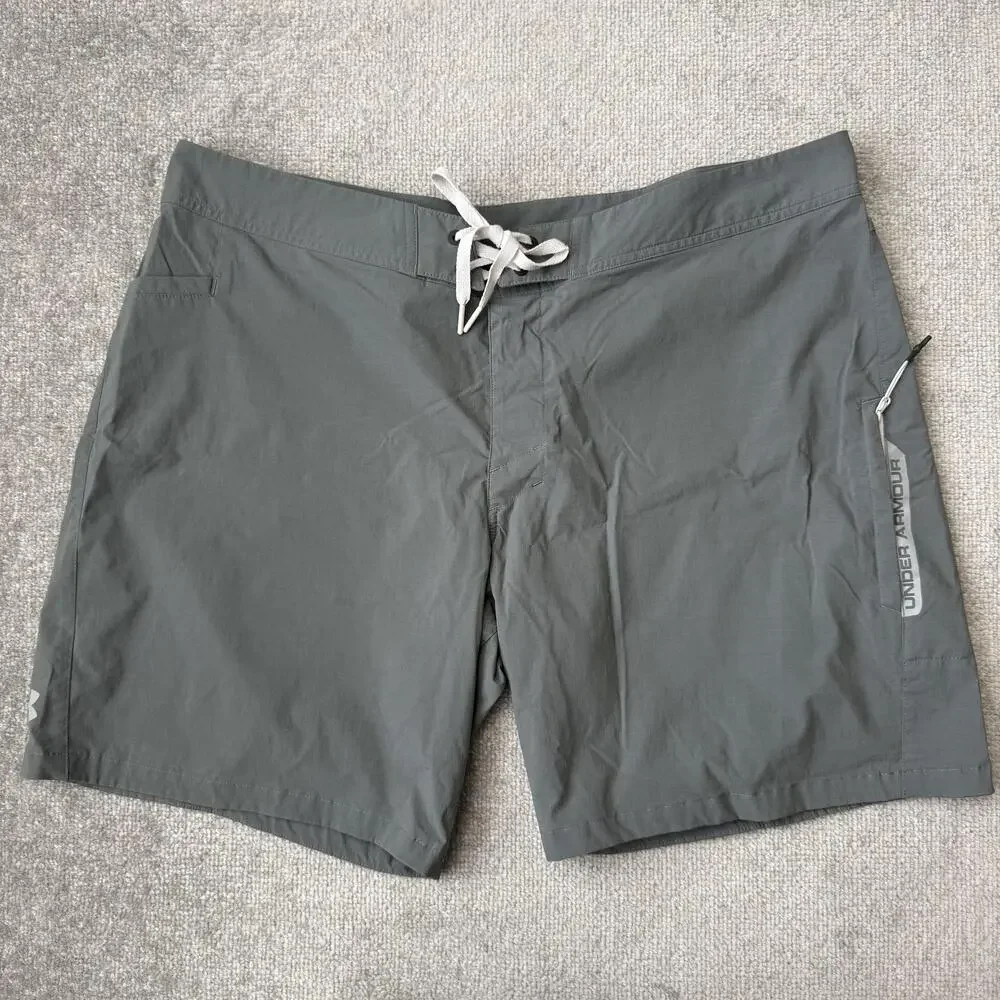 Under Armour Shorts Mens 42 Gray Board Swim HeatGear Quick Dry Stretch Pockets